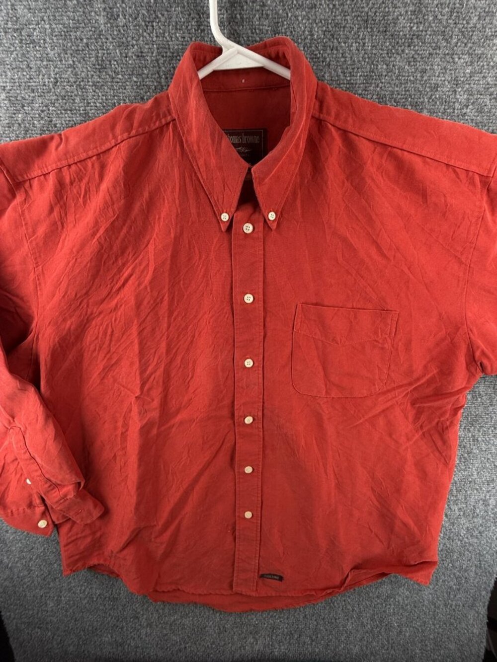 VTG Thomas Browne Shirts Large Rayon Long Sleeve Pocket Red Designer S. Korea